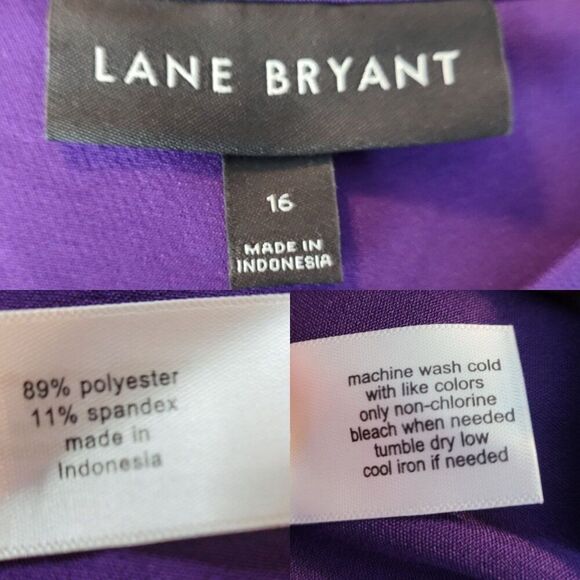Lane Bryant Flutter-Sleeve High-Low Midi Lena Dress Sz 16 Purple Tie Waist - Picture 3 of 9